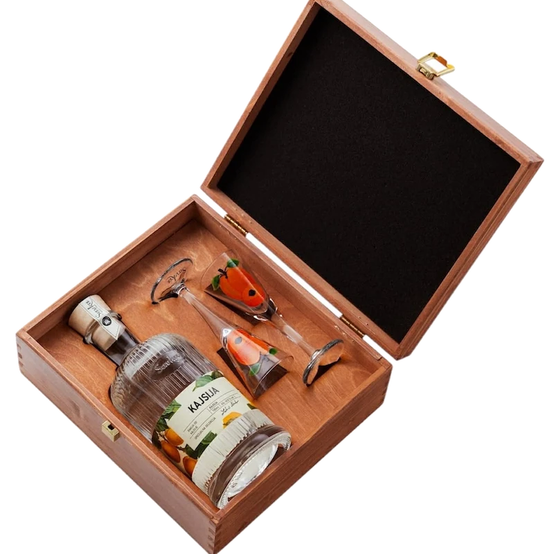 Retro Apricot Brandy in a Wooden Box